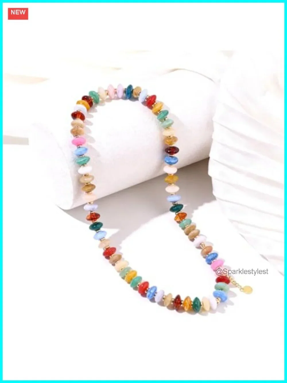 Boho Resin Beaded Choker Necklace Chunky Statement Summer Jewelry
